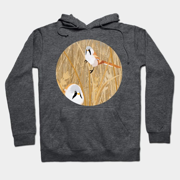 Bearded Tit birds Hoodie by KatherineBlowerDesigns